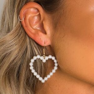 Pearl Heart Dangle Earrings